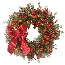 Load image into Gallery viewer, Artifical Cherry Pattern Wreaths Christmas Wreath Red Door Wreath Wall Hanging Garland Ornaments Rattan Circle Wall Decoration
