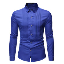 Load image into Gallery viewer, Royal Blue Wedding Tuxedo Shirt Men Brand Fashion Slim Fit Long Sleeve Mens Dress Shirts Business Casual Chemise Homme
