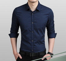 Load image into Gallery viewer, Brand Fashion Male Shirt Long-Sleeves Tops Polka Dot Printing Mens Dress Shirts Slim Men Shirt Plus Size M-5XL FGT
