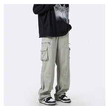 Load image into Gallery viewer, Light Green Multi-pocket Cargo Straight Loose Casual Niche Zipper Mop Pants
