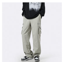 Load image into Gallery viewer, Light Green Multi-pocket Cargo Straight Loose Casual Niche Zipper Mop Pants
