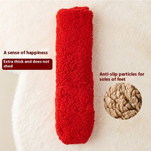 Load image into Gallery viewer, Thick red coral velvet non-slip socks with anti-slip particles, ideal for winter warmth.
