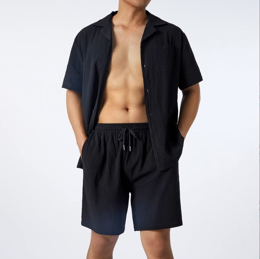 Men's Fashion Loose Casual Men's Shirt Two-Piece Set