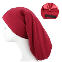 Load image into Gallery viewer, Women&#39;s Satin Satin Lined Adjustable Long Nightcap
