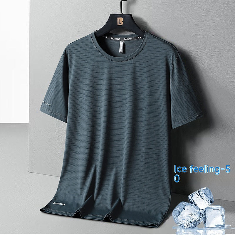 Summer Ice Silk Quick-drying Loose Breathable Short Sleeve