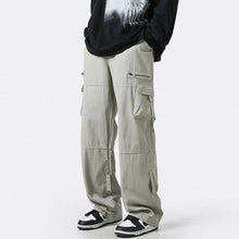 Load image into Gallery viewer, Light Green Multi-pocket Cargo Straight Loose Casual Niche Zipper Mop Pants
