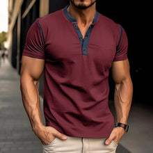 Load image into Gallery viewer, Fashion Short-sleeved Polo Shirt Summer Button V-neck T-shirt Tops Mens Clothing
