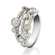 Load image into Gallery viewer, Two-tone Ring Hollow Geometry Line Dot Diamond
