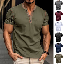 Load image into Gallery viewer, Fashion Short-sleeved Polo Shirt Summer Button V-neck T-shirt Tops Mens Clothing
