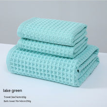 Load image into Gallery viewer, Pure Cotton Waffle Bath Towel Honeycomb Plain Water Absorption Bath Towel
