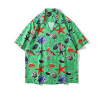 Load image into Gallery viewer, Mens Holiday Starfish Ocean Element Print Revere Collar Shirts
