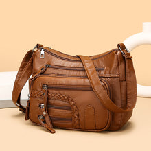 Load image into Gallery viewer, Soft Leather Leisure Change Mom Travel Shoulder Messenger Bag
