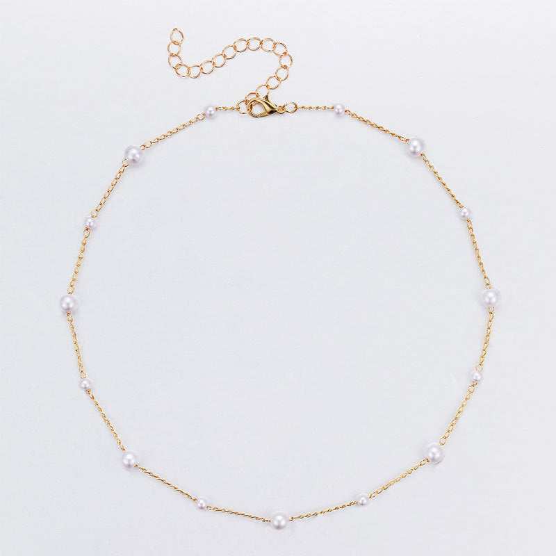 Vintage Pearl Clavicle Chain Female Simple