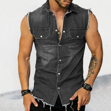 Load image into Gallery viewer, European And American Fashion Casual Polo Collar Sleeveless Button Denim Jacket Vest
