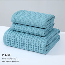 Load image into Gallery viewer, Pure Cotton Waffle Bath Towel Honeycomb Plain Water Absorption Bath Towel
