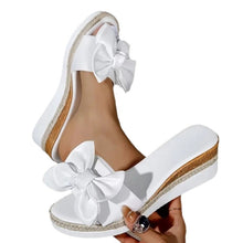 Load image into Gallery viewer, Women&#39;s Wedge Bow Slippers
