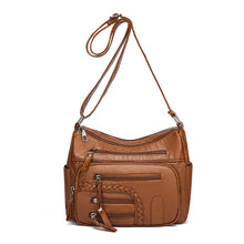 Load image into Gallery viewer, Soft Leather Leisure Change Mom Travel Shoulder Messenger Bag
