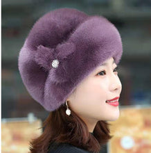 Load image into Gallery viewer, Fur Hat Female Winter Artificial Mink Hair Top Hat
