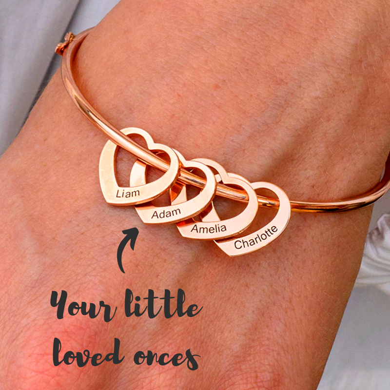 Love Peach Heart Name Bracelet