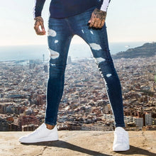 Load image into Gallery viewer, Mens Destroyed Ripped Design Pencil Jeans Pants
