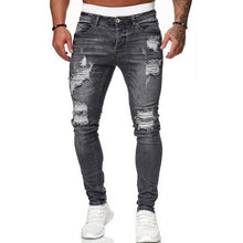 Load image into Gallery viewer, Mens Destroyed Ripped Design Pencil Jeans Pants
